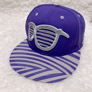 State property Snapback hat purple and gray retro brim glasses Aztec print OS